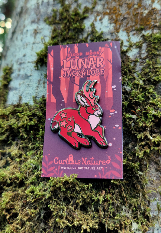 Blood Moon Jackalope • Glow in the Dark Enamel Pin