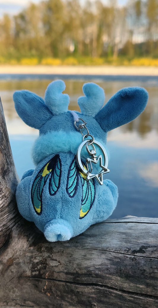 Mini Blue Moon Jackalope • Glow in the Dark Keychain Plushie