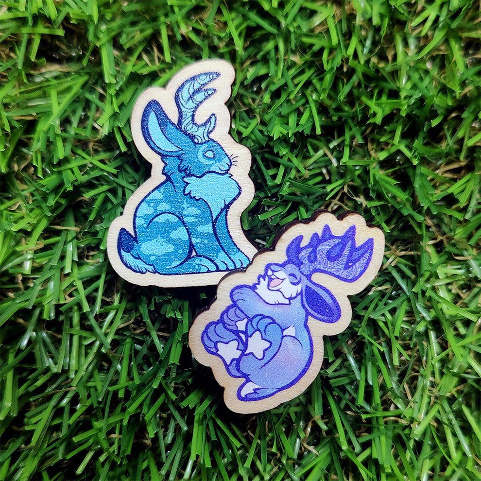 Blue Moon Lunar Jackalope • Wood Pin Set