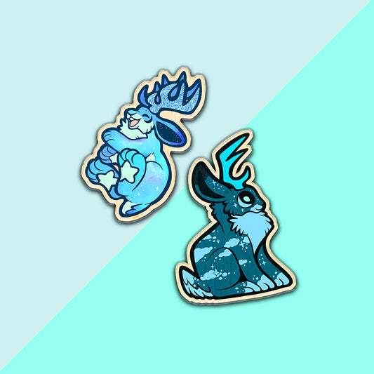 Blue Moon Lunar Jackalope • Wood Pin Set