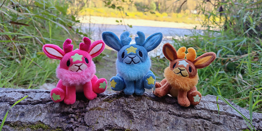 Mini Moon Jackalope • Glow in the Dark Keychain Plushies