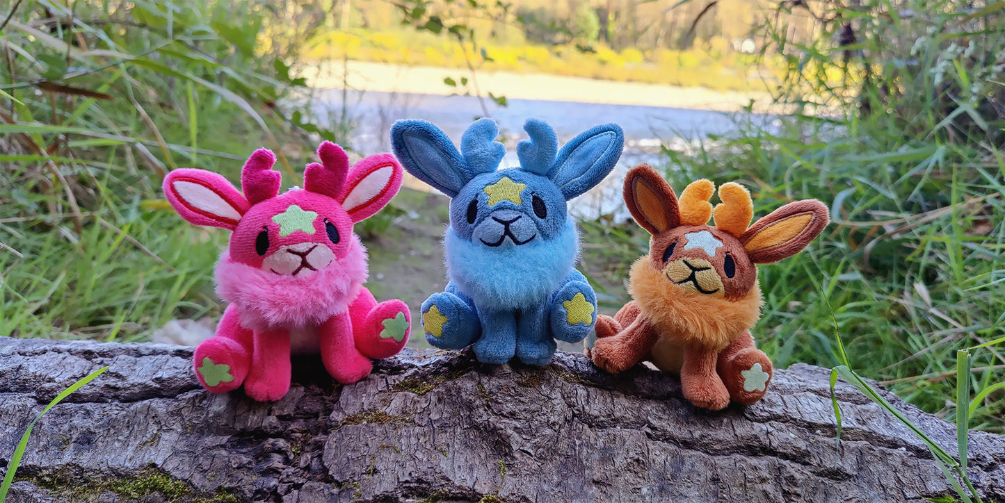 Mini Blue Moon Jackalope • Glow in the Dark Keychain Plushie