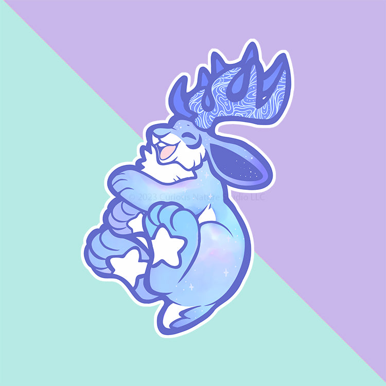 Galaxy Blue Jackalope • Sticker