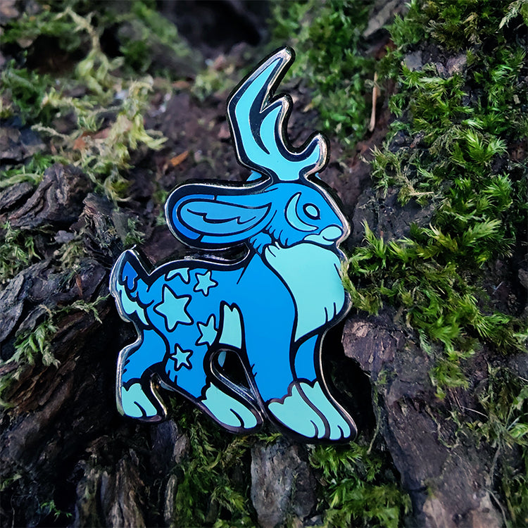 Blue Moon Jackalope • Glow in the Dark Enamel Pin