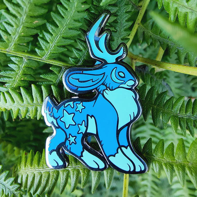 Blue Moon Jackalope • Glow in the Dark Enamel Pin