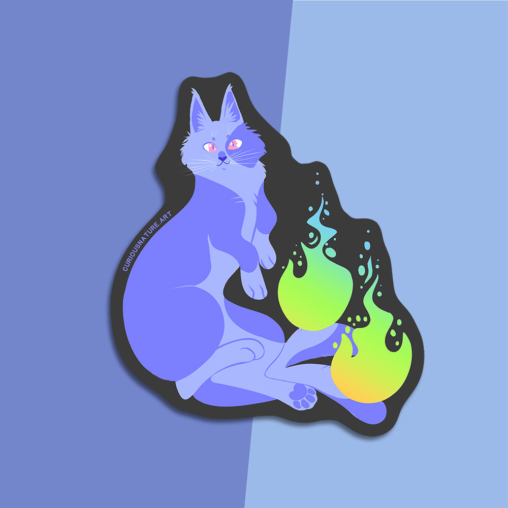 Nekomata Fire • Holographic Vinyl Sticker