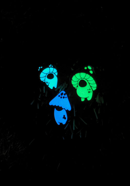 Shroom Folk • Glow in the Dark Mini Enamel Pin Set