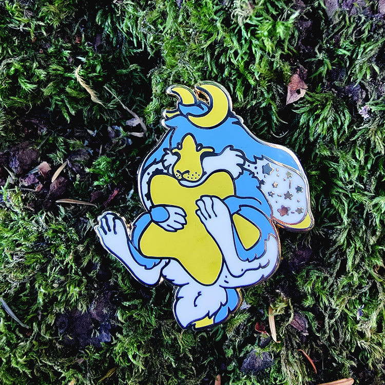 Starry Moon Jackalope • Glow in the Dark Enamel Pin • Guest Artist: Wisparia