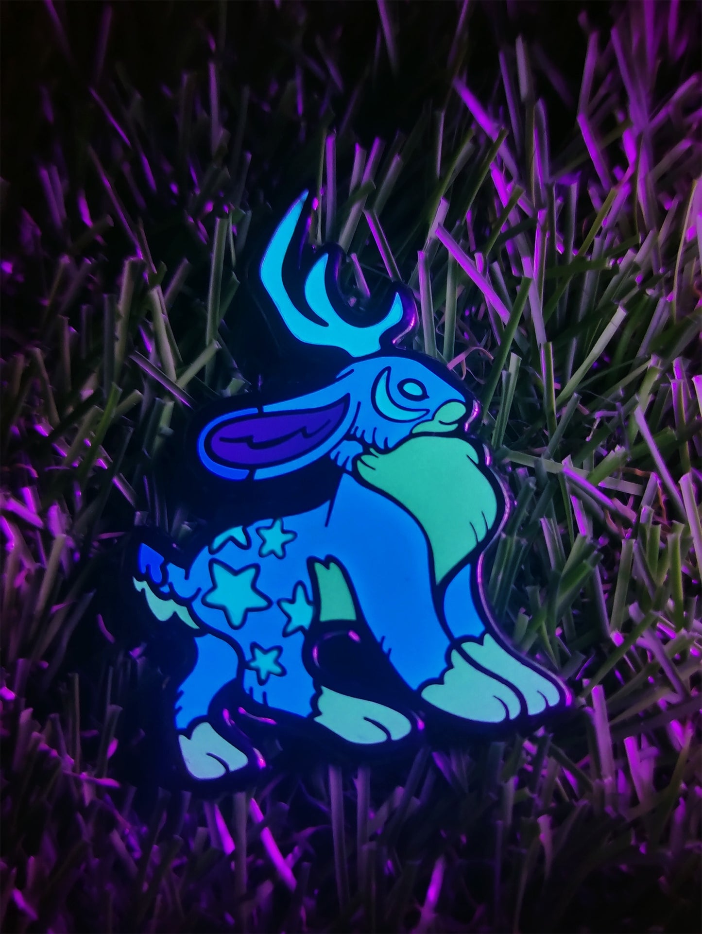 Blue Moon Jackalope • Glow in the Dark Enamel Pin