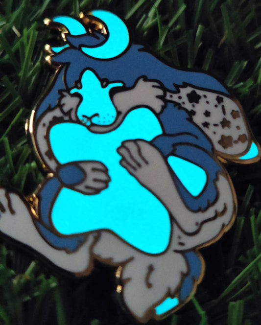 Starry Moon Jackalope • Glow in the Dark Enamel Pin