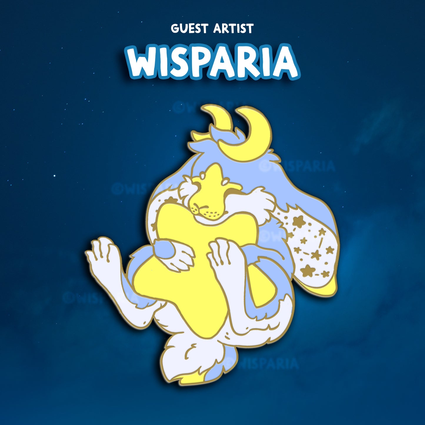 Starry Moon Jackalope • Glow in the Dark Enamel Pin • Guest Artist: Wisparia