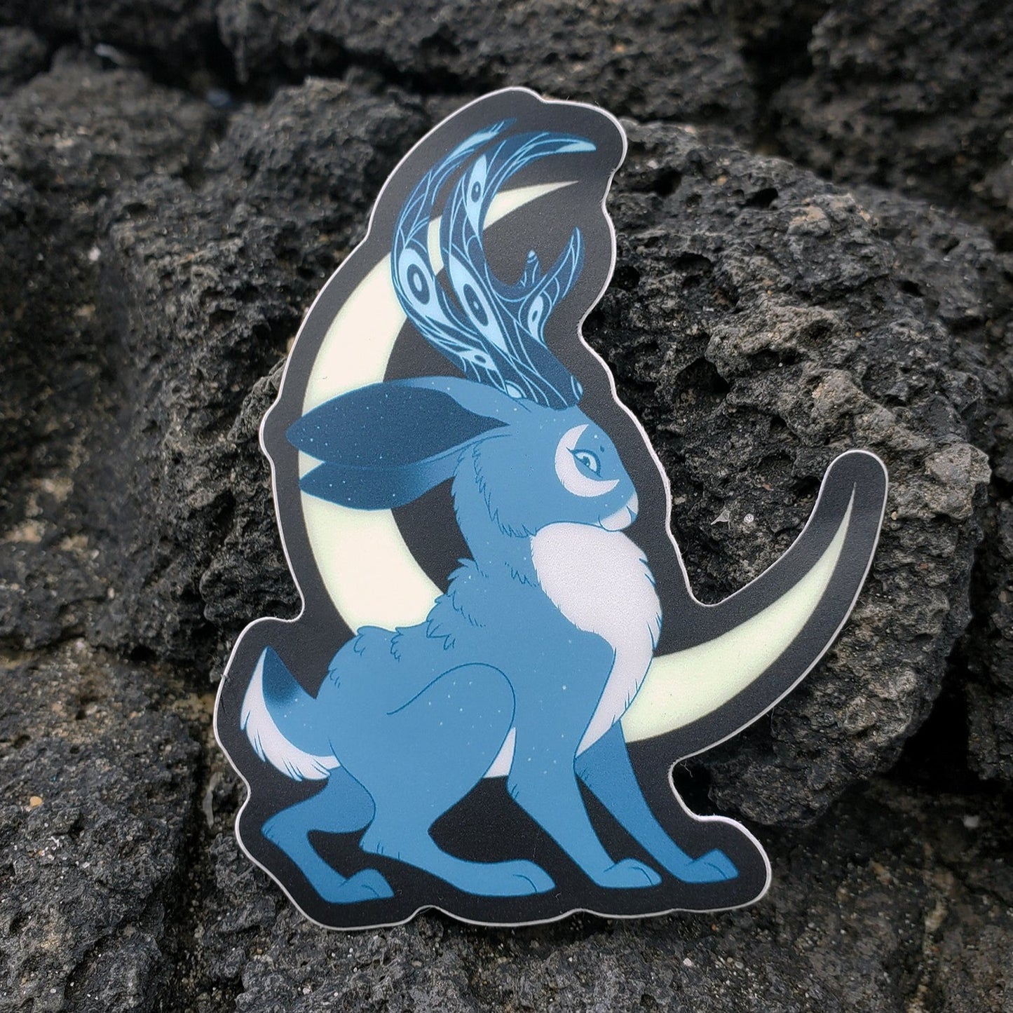 Blue Moon Jackalope • Glow in the Dark Vinyl Sticker