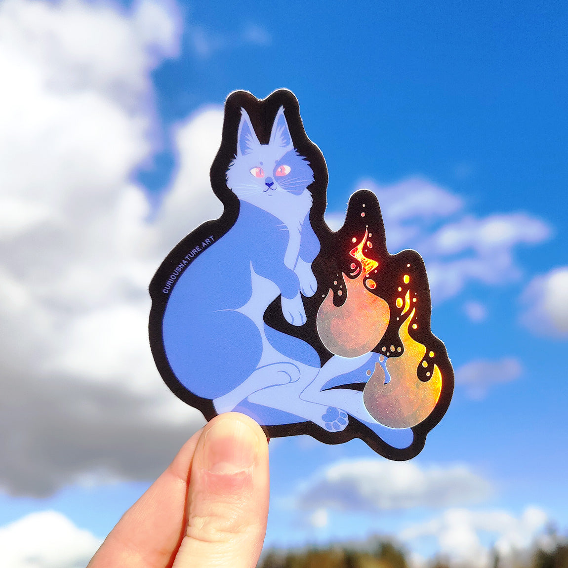 Nekomata Fire • Holographic Vinyl Sticker