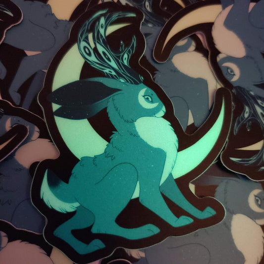 Blue Moon Jackalope • Glow in the Dark Vinyl Sticker