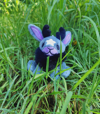Mini Black Moon Jackalope • Glow in the Dark Keychain Plushie