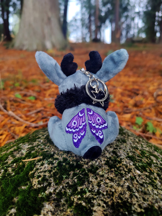 Mini Black Moon Jackalope • Glow in the Dark Keychain Plushie
