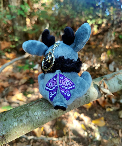 Mini Black Moon Jackalope • Glow in the Dark Keychain Plushie