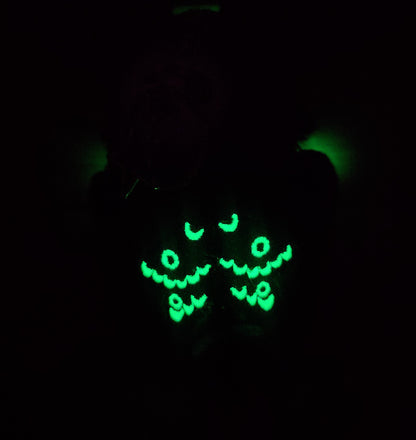 Mini Black Moon Jackalope • Glow in the Dark Keychain Plushie