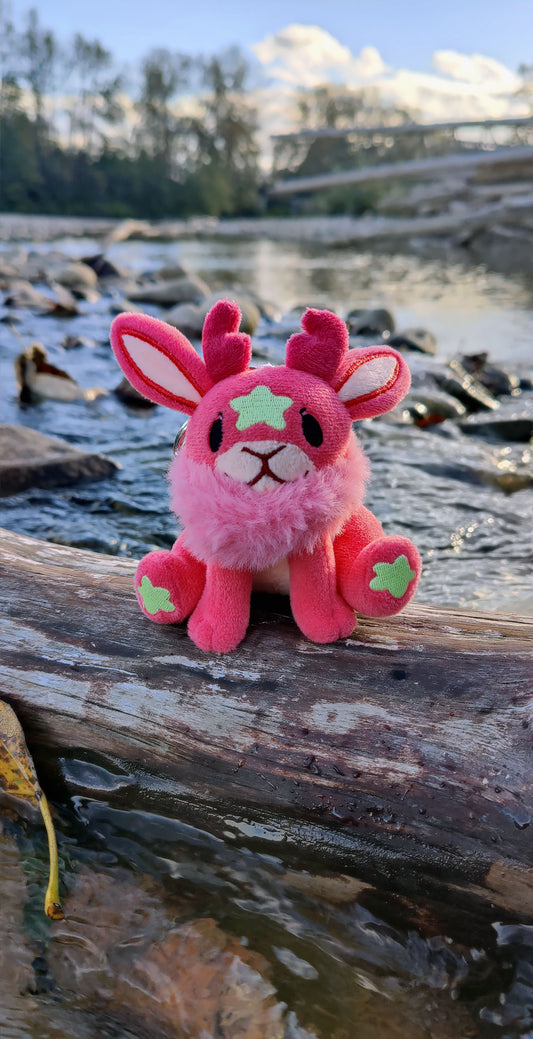 Mini Blood Moon Jackalope • Glow in the Dark Keychain Plushie