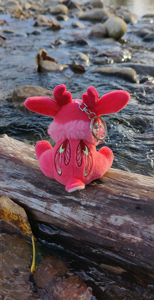 Mini Blood Moon Jackalope • Glow in the Dark Keychain Plushie