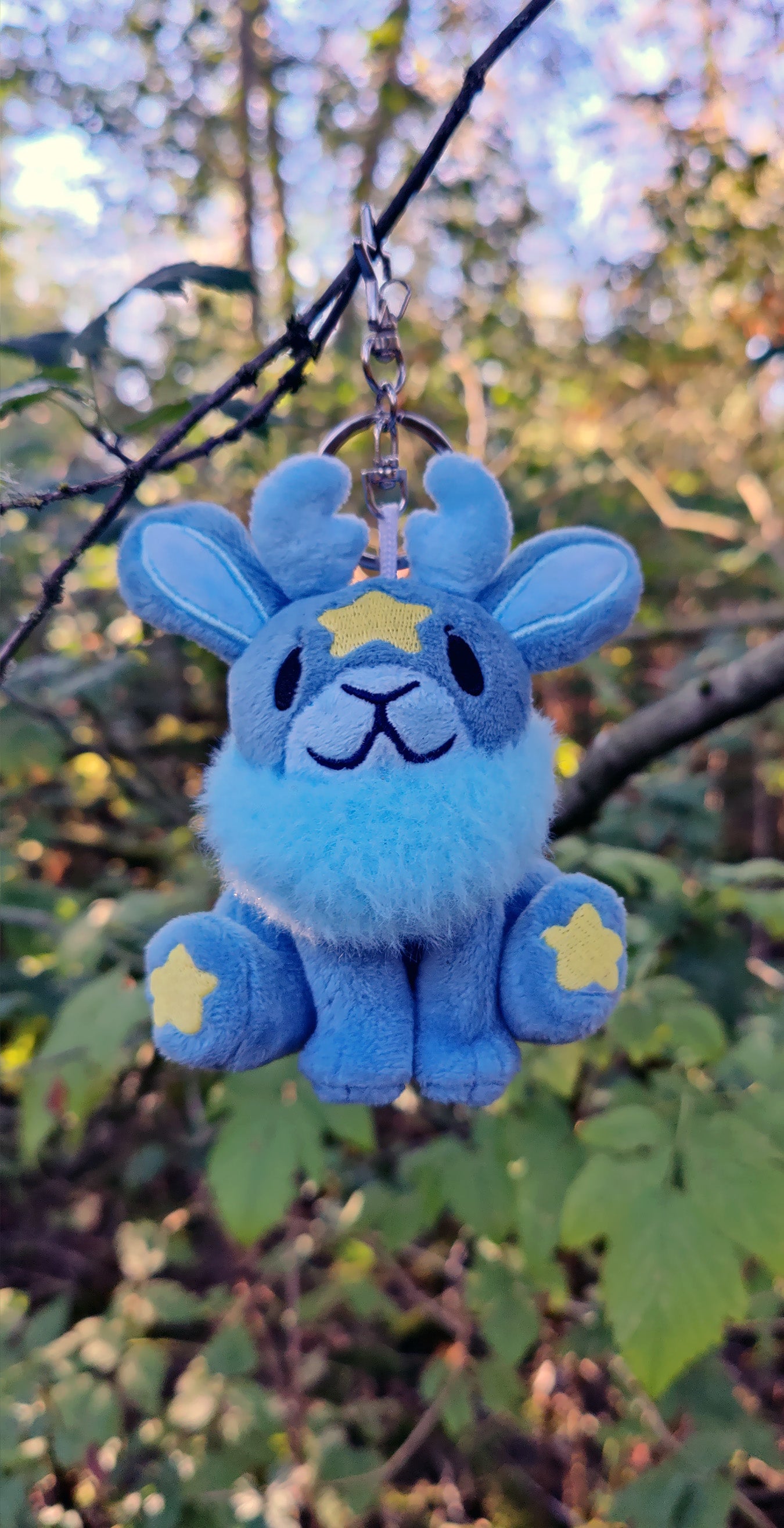 Mini Blue Moon Jackalope • Glow in the Dark Keychain Plushie