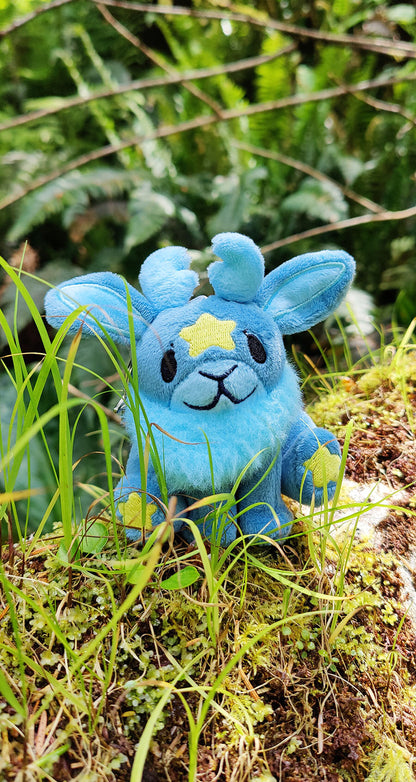 Mini Blue Moon Jackalope • Glow in the Dark Keychain Plushie