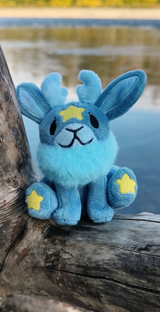 Mini Blue Moon Jackalope • Glow in the Dark Keychain Plushie