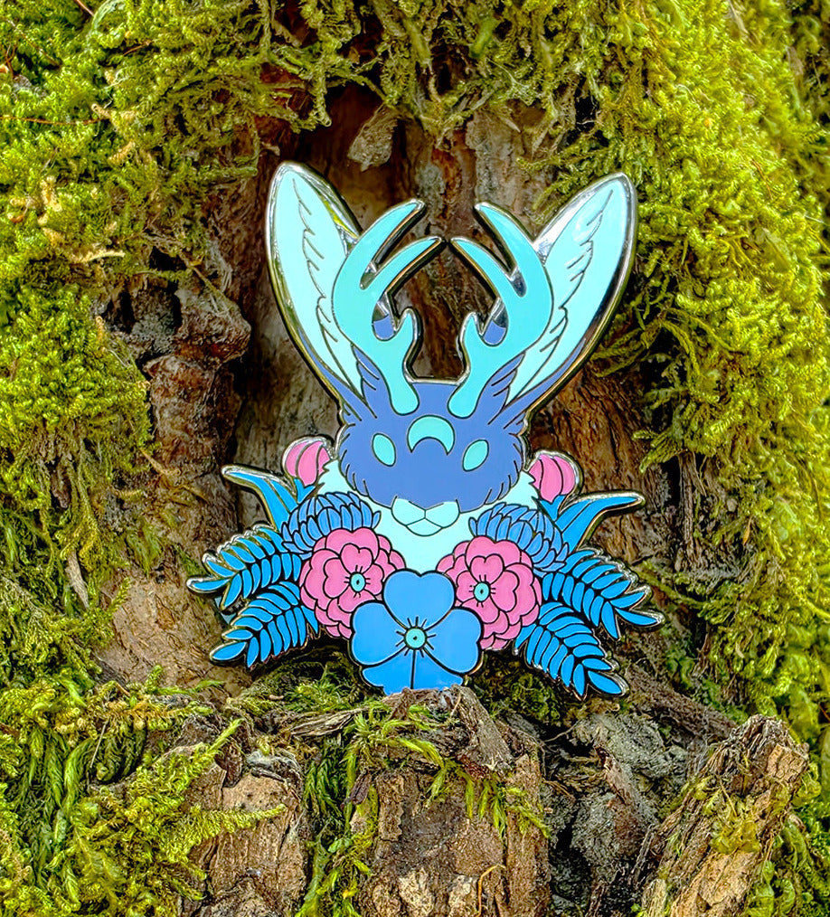 Blue Moon Bloom • Glow in the Dark Enamel Pin