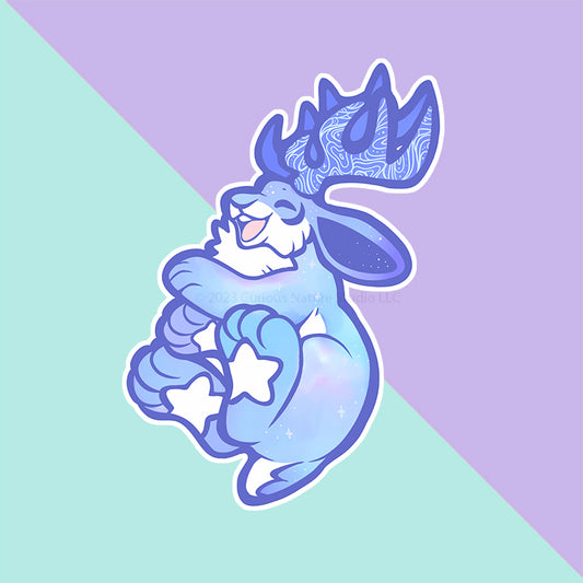 Galaxy Blue Jackalope • Sticker