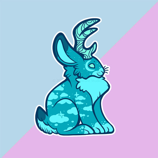 Cloudy Blue Jackalope • Sticker