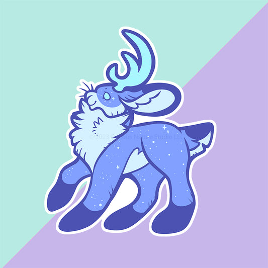 Starry Blue Jackalope • Sticker