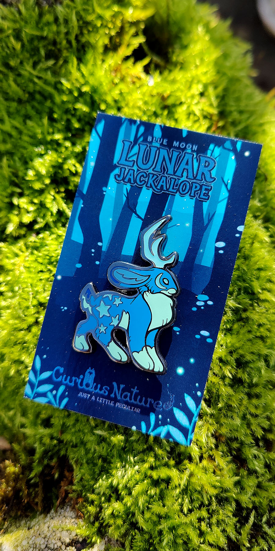 Blue Moon Jackalope • Glow in the Dark Enamel Pin