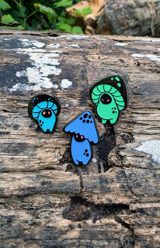Shroom Folk • Glow in the Dark Mini Enamel Pin Set