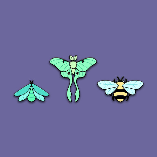 Tiny Insects • Glow in the Dark Mini Enamel Pin Set