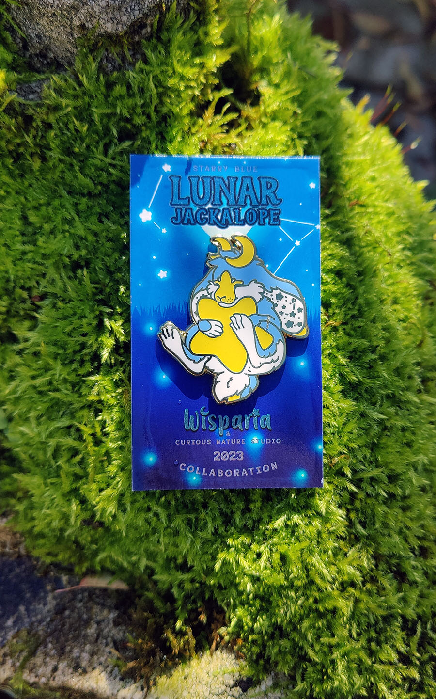 Starry Moon Jackalope • Glow in the Dark Enamel Pin