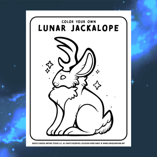 Lunar Jackalope • Free Coloring Page V1
