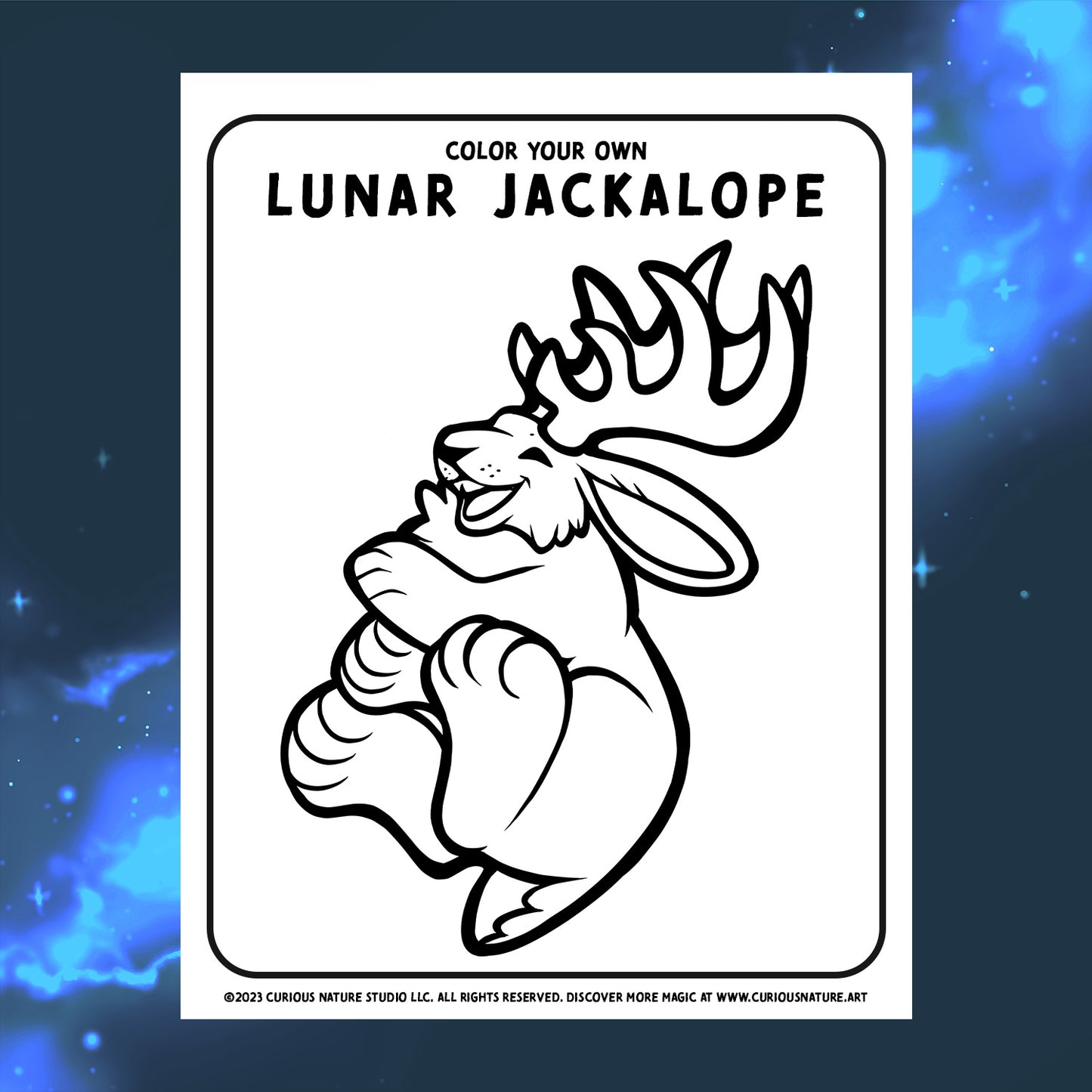 Lunar Jackalope • Free Coloring Page V2